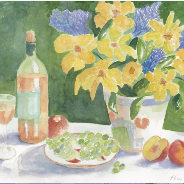 Patti Ellis Art Wine and fruit