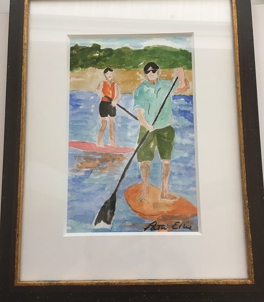 Patti Ellis watercolor paddleboarders off of St. Simons